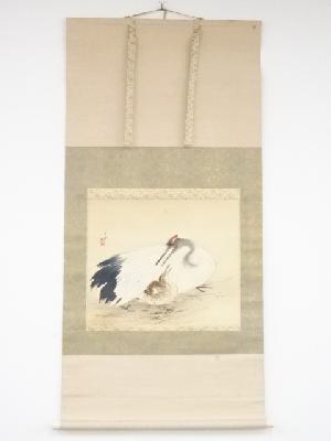林文塘筆　巣籠　肉筆絹本掛軸（共箱・二重箱）